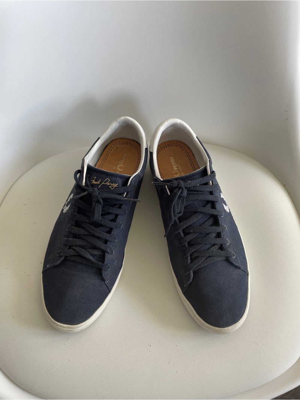 Fred Perry Navy Blue Canvas Lace-Up Sneakers | Vintage Low-Top Casual Shoes